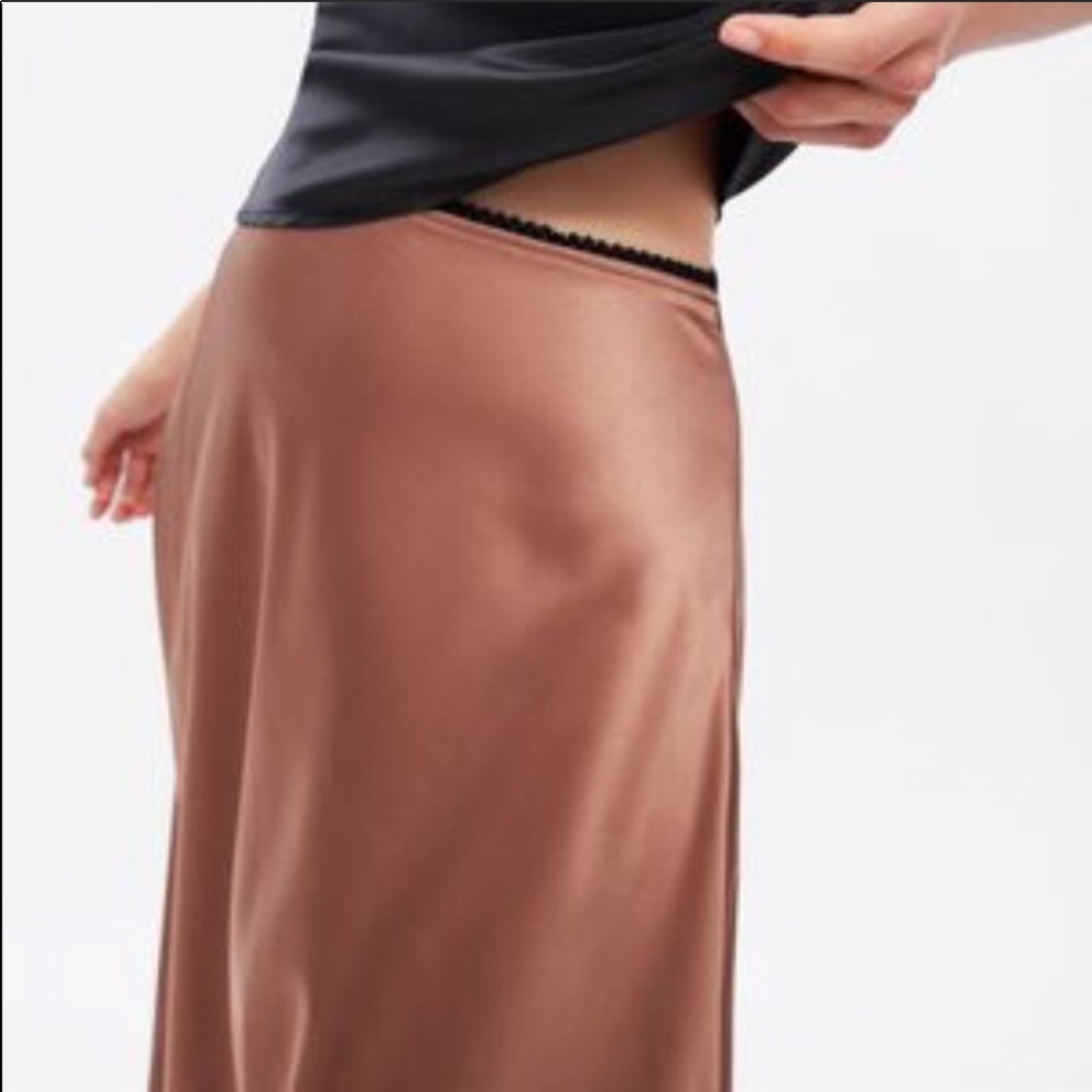 Zara Satin Skirt with Lace Trim